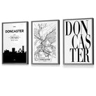 Doncaster City Skyline Map Art Prints / Framed | Artze Wall Art UK