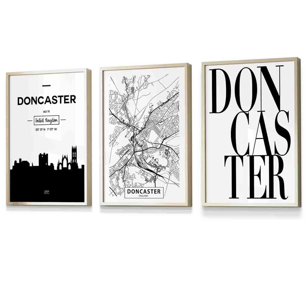 Doncaster City Skyline Map Art Prints / Framed | Artze Wall Art UK