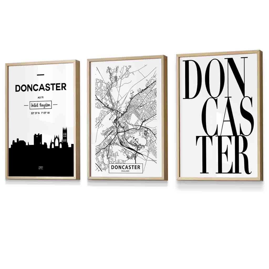 Doncaster City Skyline Map Art Prints / Framed | Artze Wall Art UK
