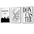 Doncaster City Skyline Map Art Prints / Framed | Artze Wall Art UK