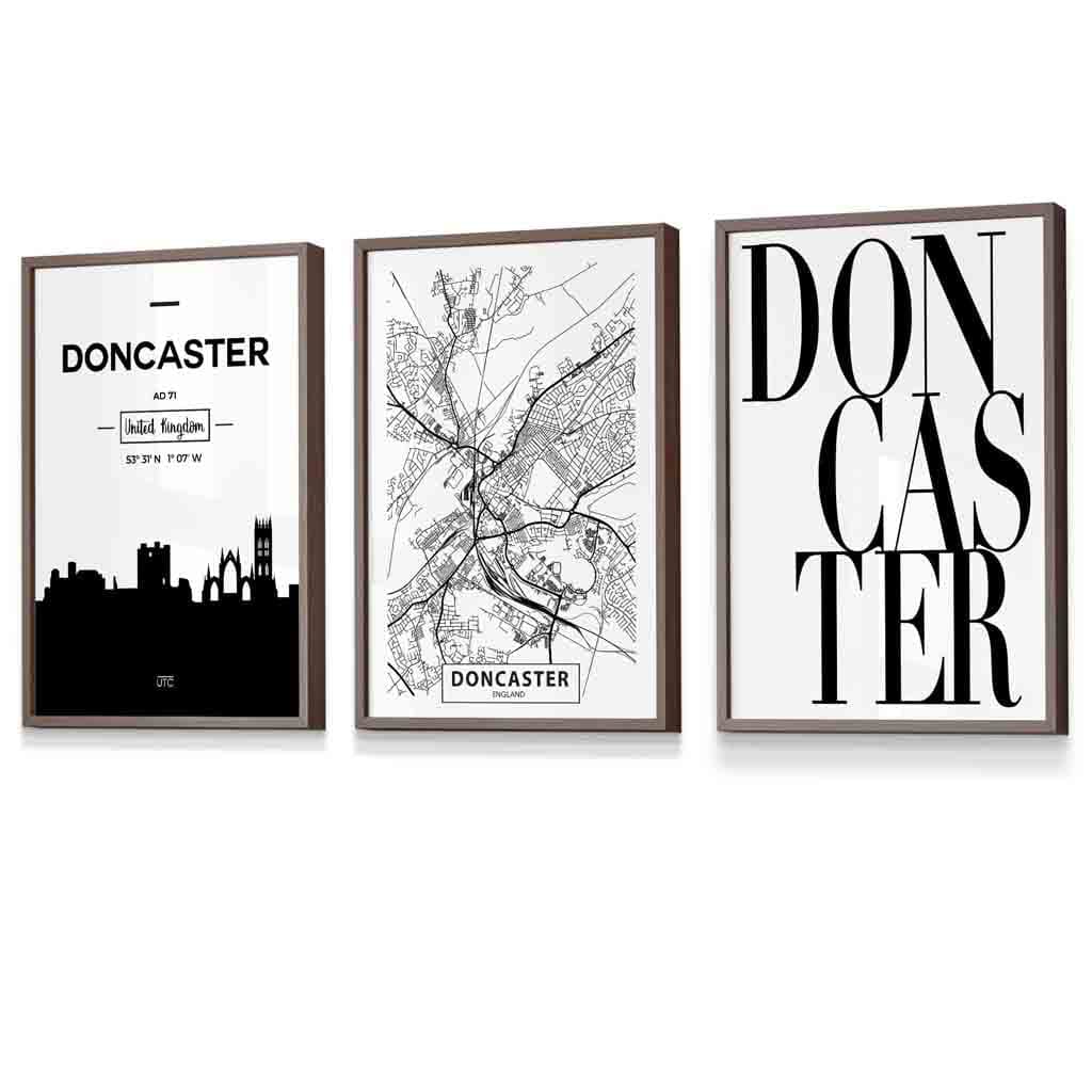 Doncaster City Skyline Map Art Prints / Framed | Artze Wall Art UK