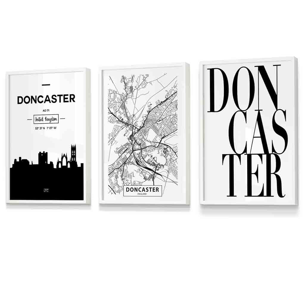 Doncaster City Skyline Map Art Prints / Framed | Artze Wall Art UK