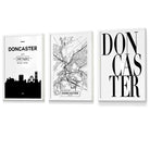 Doncaster City Skyline Map Art Prints / Framed | Artze Wall Art UK