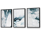 Abstract Teal and White Set of 3 Framed Wall Art | Artze Wall Art UK