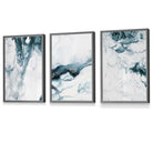 Abstract Teal and White Set of 3 Framed Wall Art | Artze Wall Art UK