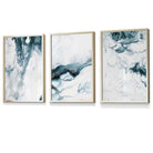 Abstract Teal and White Set of 3 Framed Wall Art | Artze Wall Art UK