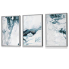 Abstract Teal and White Set of 3 Framed Wall Art | Artze Wall Art UK