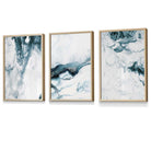 Abstract Teal and White Set of 3 Framed Wall Art | Artze Wall Art UK