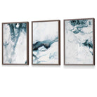 Abstract Teal and White Set of 3 Framed Wall Art | Artze Wall Art UK
