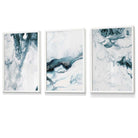 Abstract Teal and White Set of 3 Framed Wall Art | Artze Wall Art UK