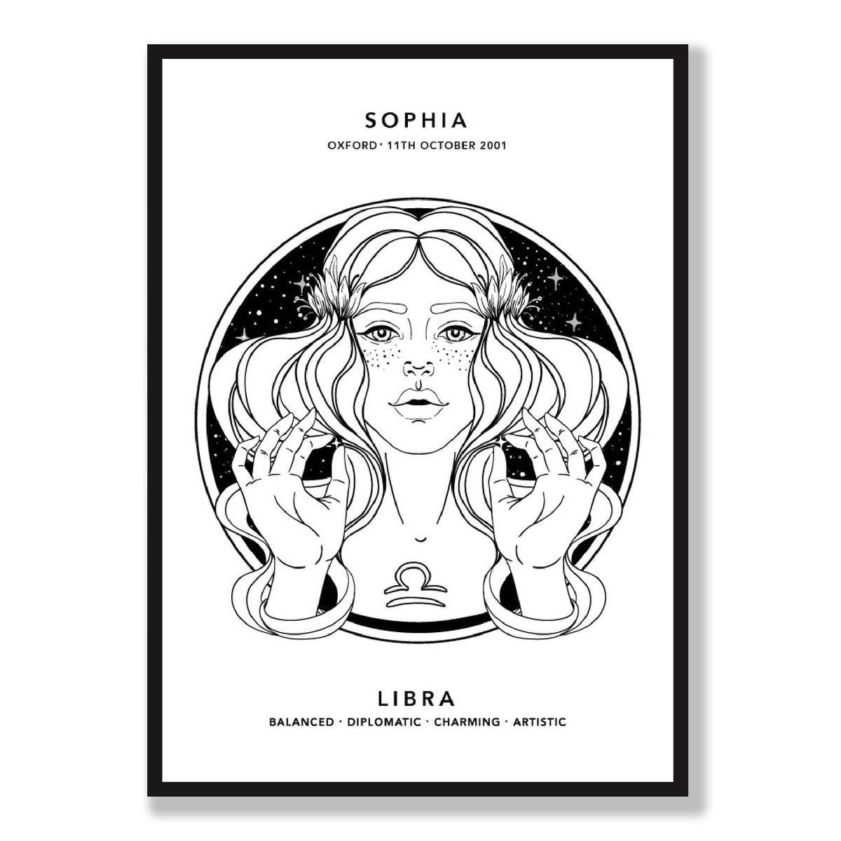 libra-personalised-zodiac-girl-art-print-artze-wall-art