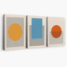 Set of 3 Geometric Yellow Blue Red Canvas Art Prints | Artze Wall Art