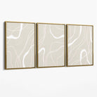Set of 3 Abstract Neutral Beige Canvas Art Prints with Gold Float Frame