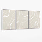 Set of 3 Abstract Neutral Beige Canvas Art Prints with White Float Frame