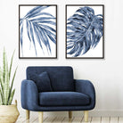 Blue Monstera Papyrus Watercolour Posters | Artze Wall Art UK