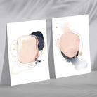 Pink and Blue Abstract Shapes Set of 2 Art Prints