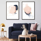 Pink  Blue Abstract Shapes Art Prints Set | Artze Wall Art UK