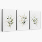 White an Green Floral Bouquets Set of 3 Canvas Art Prints | Artze Wall Art