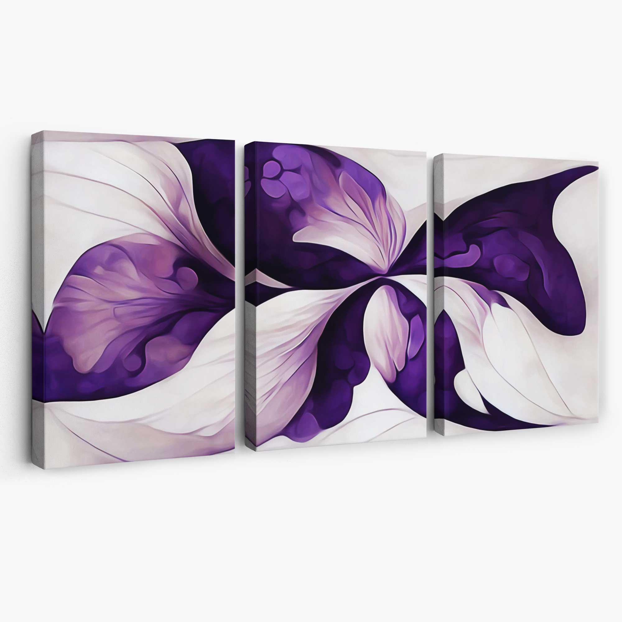 Abstract Purple Floral Set of 3 Canvas Art Prints | Artze Wall Art