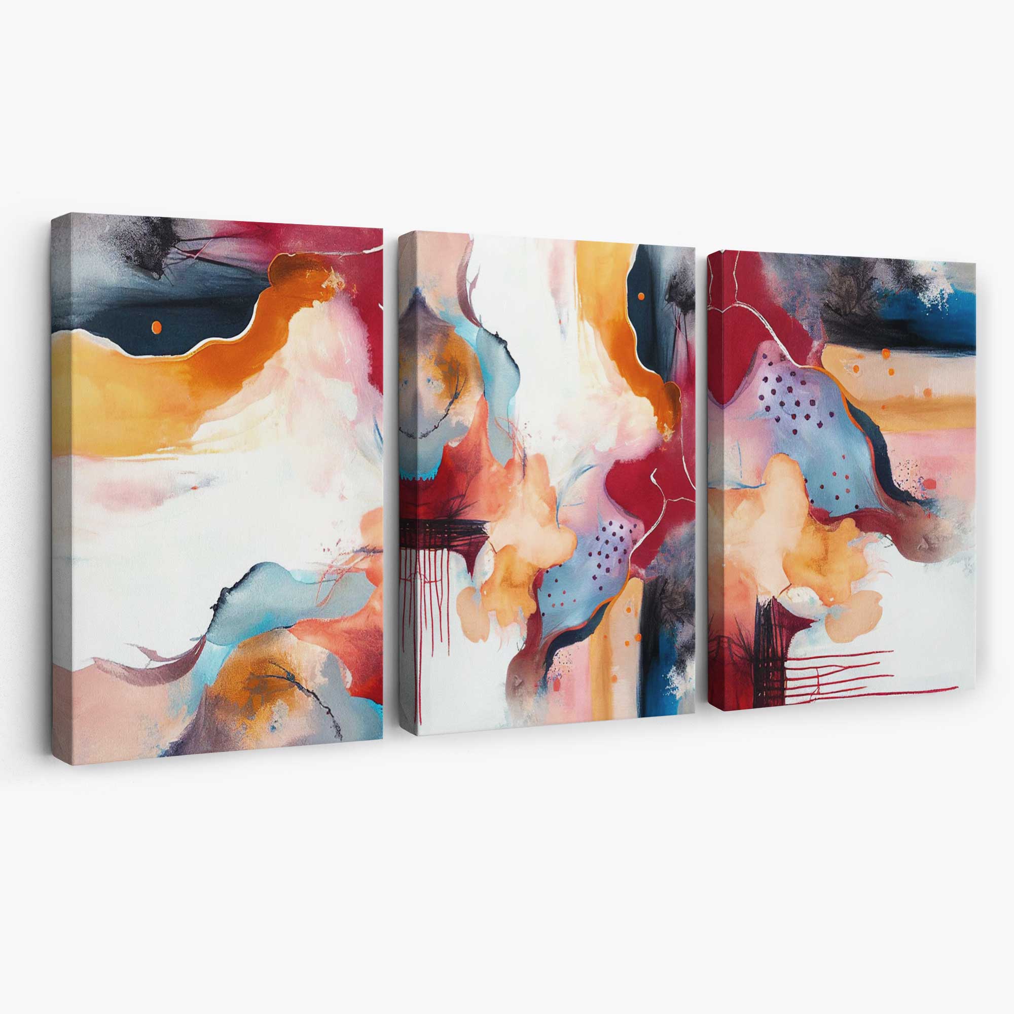 Abstract Colourful Modern Set of 3 Canvas Art Prints | Artze Wall Art