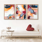 Abstract Colourful Modern Set of 3 Art Prints in Luxury Frames | Artze UK