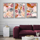 Abstract Colourful Indian Summer Set of 3 Art Prints in Luxury Frames | Artze UK