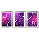 Abstract Ribbons on Purple and Pink Set of 3 Framed Art Prints with Silver Wood Frames