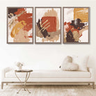 Autumnal Orange Abstract Oil Shapes Set of 3 Art Prints in Luxury Frames | Artze UK