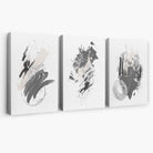 Grey and Silver Abstract Oil Shapes Set of 3 Canvas Art Prints | Artze Wall Art
