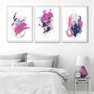Pink and Purple Abstract Oil Shapes Set of 3 Art Prints in Luxury Frames | Artze UK