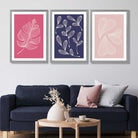 Pink and Purple Sketch Leaves Set of 3 Art Prints in Luxury Frames | Artze UK