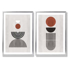Modern Arches Grey and Black Set of 2 Art Prints with Silver Frame