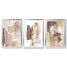 Set of 3 Abstract Blush and Pink Shades with Gold Framed Art Prints with Silver Wood Frames
