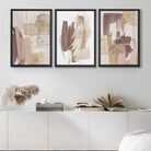 Set of 3 Abstract Blush and Pink Shades with Gold Framed Art Prints in Luxury Frames | Artze UK