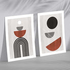 Modern Arches Grey and Orange Set of 2 Art Prints