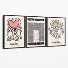 Set of 3 Keith Haring Black and Pink Canvas Art Prints with Black Float Frame