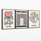 Set of 3 Keith Haring Black and Pink Canvas Art Prints with Grey Float Frame