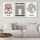 Set of 3 Keith Haring Black and Pink Art Prints in White Frames | Artze UK