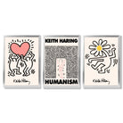 Set of 3 Keith Haring Black and Pink Framed Art Prints with Silver Wood Frames