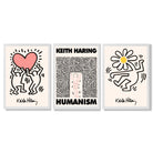 Set of 3 Keith Haring Black and Pink Framed Art Prints with White Wooden Frames
