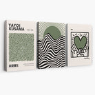 Set of 3 Yayoi Kusama,Keith Haring, Bauhaus Sage Green Canvas Art Prints | Artze Wall Art