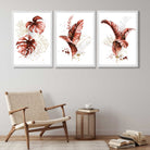 Set of 3 Terracotta Tropical Leaves Art Prints in White Frames | Artze UK