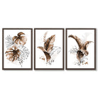 Set of 3 Brown Tropical Leaves Framed Art Prints with Dark Wood Frames