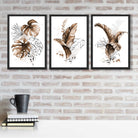 Set of 3 Brown Tropical Leaves Art Prints in Black Frames | Artze UK