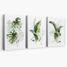 Set of 3 Green Tropical Leaves Canvas Art Prints | Artze Wall Art