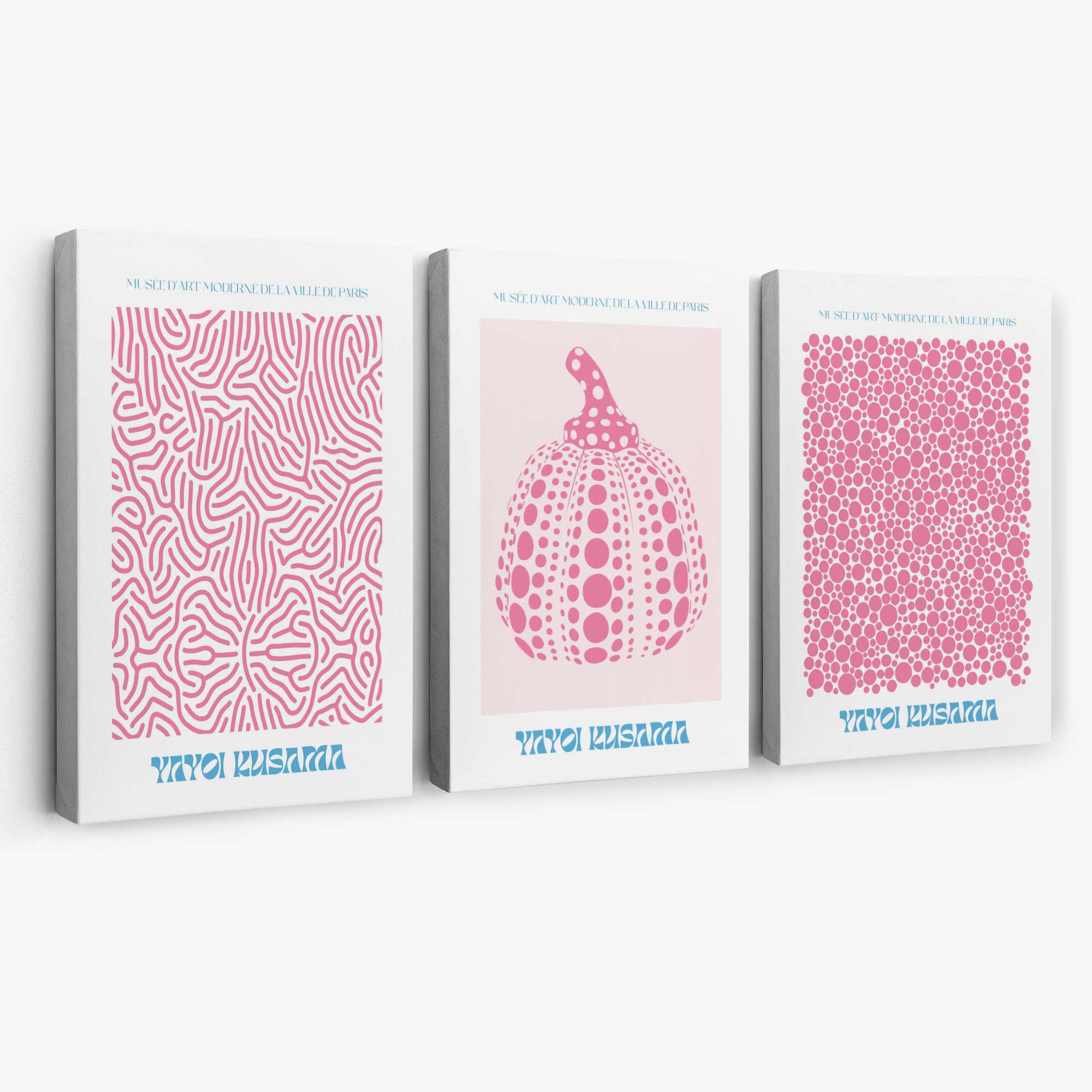 Yayoi Kusama Infinity in Pink Set of 3 Canvas Art Prints | Artze Wall Art