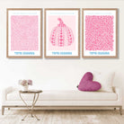 Yayoi Kusama Infinity in Pink Set of 3 Art Prints in Oak Frames | Artze UK