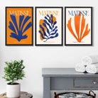 Matisse Orange and Blue Floral Cut Out Art Prints in Black Frames | Artze UK