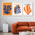 Matisse Orange and Blue Floral Cut Out Art Prints in White Frames | Artze UK