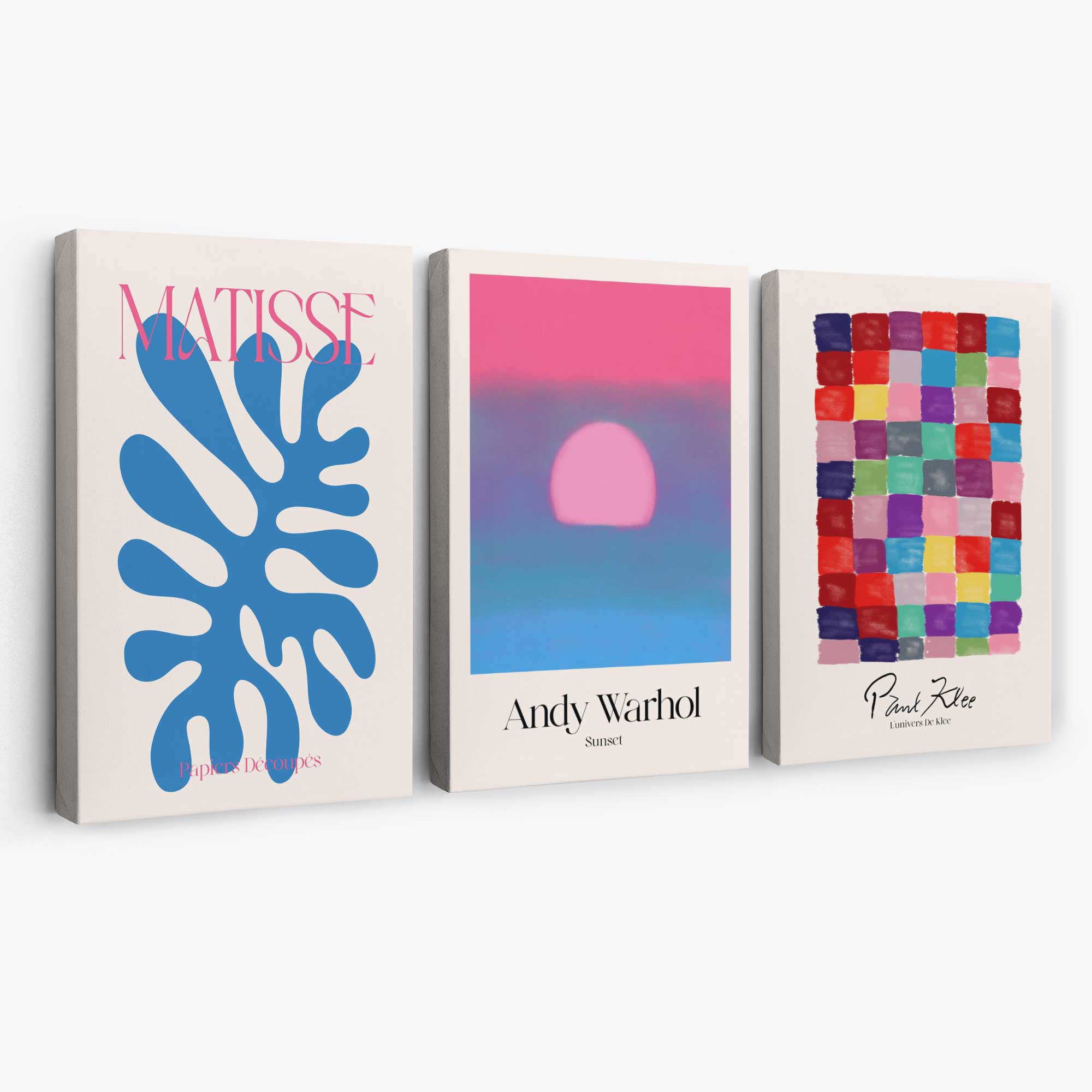 Matisse Warhol Klee in Pink and Blue Gallery Canvas Art Prints | Artze Wall Art